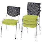 Chaises visiteur - d�coshop26 - empilables - tissu vert - pieds chrom�s - lot de 4