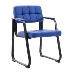 Chaise visiteur fauteuil de bureau sans roulette synthetique bleu
