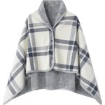 Châle - femme - poncho polaire - doux - chaud - motif à carreaux Châle - femme - poncho polaire - doux - chaud - motif à carreaux
