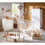 Chambre b�b� compl�te basic lit 120x60 tout barreaux commode � langer 3 tiroirs et armoire 2 portes - ...