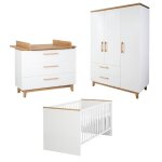 Chambre bb complte roba finn - lit 70x140 cm - commode  langer - armoire - blanc et chne