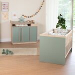 Chambre b�b� duo �volutive roba - selva - lit 70x140 + commode � langer 3 portes - vert sauge - effet ...
