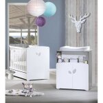 Chambre bb duo leaf: lit 120x60 commode  langer - babyprice - blanc