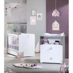 Chambre b�b� duo nao: lit 120x60 commode � langer - babyprice - blanc