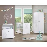 Chambre bb trio teddy: lit 120x60 commode  langer et armoire - babyprice - blanc