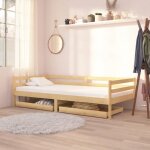 Chambre cadre de lit - chic lit adulte - enfant avec tiroirs 90x200 cm bois de pin massif fr2087
