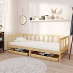 Chambre cadre de lit - chic lit adulte - enfant avec tiroirs 90x200 cm bois de pin massif fr6930