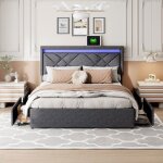 Chambre complete adultesommier 160x200lit deux placelit coffre 160x200lit led 160 x 200led t�teusb4 tiroirslin ...