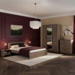 Chambre compl�te - azuka - orme torr�fi� - lit 140 x 190 cm - 2 chevets - 1 commode - 1 armoire - parisot ...