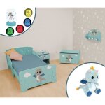 Chambre complte pour enfant leon le dragon - bleu - lit 140x170cm