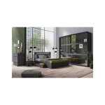 Ensemble chambre nofi - lit 180x200 cm avec sommier 2 tiroirs chevets armoire et commode - gris graphite ... Ensemble chambre nofi - lit 180x200 cm avec sommier 2 tiroirs chevets armoire et commode - gris graphite ...