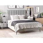 Chambre a coucher complete en velours gris clair avec lit coffre 180 x 200 cm sezanne Chambre a coucher complete en velours gris clair avec lit coffre 180 x 200 cm sezanne