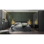 Chambre  coucher floyd : armoire 200cm lit 180x200 commode chevets. coloris gris effet bois.