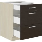 Chamonix meuble bas - 3 tiroirs - mlamin - dcor chne fonc - l 60 x p 52 x h 82 cm