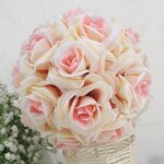 Champage 15cm bouquet de rose boule de mariage simulation fleurs artificiel + bande de soie pour dcoration ...