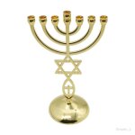 Chandelier - menorah - 7 branches - alliage de zinc - 21 cm - décoration intérieure Chandelier - menorah - 7 branches - alliage de zinc - 21 cm - décoration intérieure
