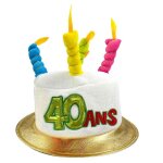 Chapeau anniversaire 40 ans multicolore
