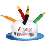 Chapeau - joyeux anniversaire - adulte - multicolore - gteau danniversaire - 5 bougies colores