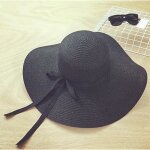 Chapeau capeline de plage femme - marque inconnue - noir - large bord - noeud papillon - pliable