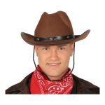 Chapeau de cow - boy en feutre marron - fiestas guirca - accessoire de dguisement pour adulte