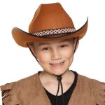 Chapeau cowboy enfant - boland - brun - ruban - ficelle - accessoire de dguisement
