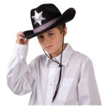 Chapeau cowboy enfant shrif noir - accessoire de dguisement - mixte - a partir de 18 ans