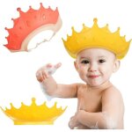 Chapeau douche b�b� - r�glable - rouge et jaune - prot�ge yeux et oreilles - confort s�curis�