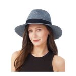 Chapeau fedora en paille bleu unisexe - protection solaire anti - uv - chapeau d�t� respirant et r�glable ...