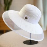 Chapeau femme funmoon - style rtro lgant en maille - protection solaire - blanc