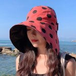 Chapeau femmes de soleil large bord de plage pliable anti - uv en coton panama queue de cheval seau - ...