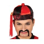 Chapeau mandarin rouge et noir homme