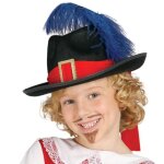 Chapeau mousquetaire pour enfants en feutre noir alpexe - modle pour intrieur  partir de 3 ans