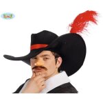 Chapeau de mousquetaire - fiestas guirca - adulte - noir et rouge - intrieur