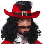 Chapeau de mousquetaire fiestas guirca en feutre noir / rouge - pour enfant et adulte - 28 x 11 x 32 ...