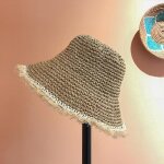 Chapeau de paille funmoon pour femmes - protection uv pare - soleil de plage visires pliables t - ...