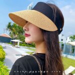 Chapeau en paille avec visi�re transparente - funmoon - protection solaire - femme