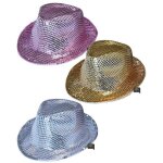 Chapeau  paillettes borsalino disco argent pour adulte - mixte
