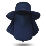Chapeau de p�che - bleu marine - protection solaire uv - large bord - couvre - visage