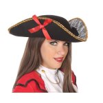 Tricorne noir de pirate avec dentelle