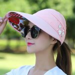 Chapeau de plage funmoon pour femme avec large bord et perles ajustables - protection uv visi�re solaire ...