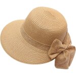 Chapeau de plage - kaki - femme - paille - pliable - taille 55 - 59 cm