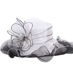 Chapeau pliable femme en organza anti - uv lgant plage cocktail crmonie blanc