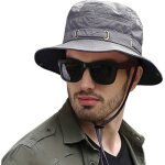 Chapeau soleil - anti uv - gris - polyester imperm�able - cordon r�glable - taille unique