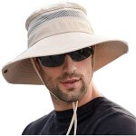 Chapeau de soleil - pliable - large bord - anti uv - beige - pour homme