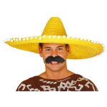 Chapeau sombrero jaune en paille fiestas guirca - diamtre 60 cm