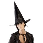 Chapeau de sorci�re adulte en tissu noir - pour halloween et soir�es � th�me