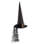Chapeau sorcière noir floqué adulte Chapeau sorcière noir floqué adulte