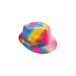 Chapeau tissu sequins adulte - borsalino - lollipop - bleu - mixte - extrieur
