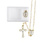 Chapelet de communion dore avec medaille