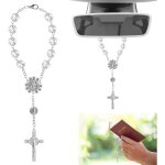 Chapelet de voiture - saint christophe - argent - 195 cm - pendentif rtroviseur - 1 pice